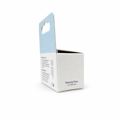 Icy Bear Keyring Floss box open, showing floss length and instructions for use