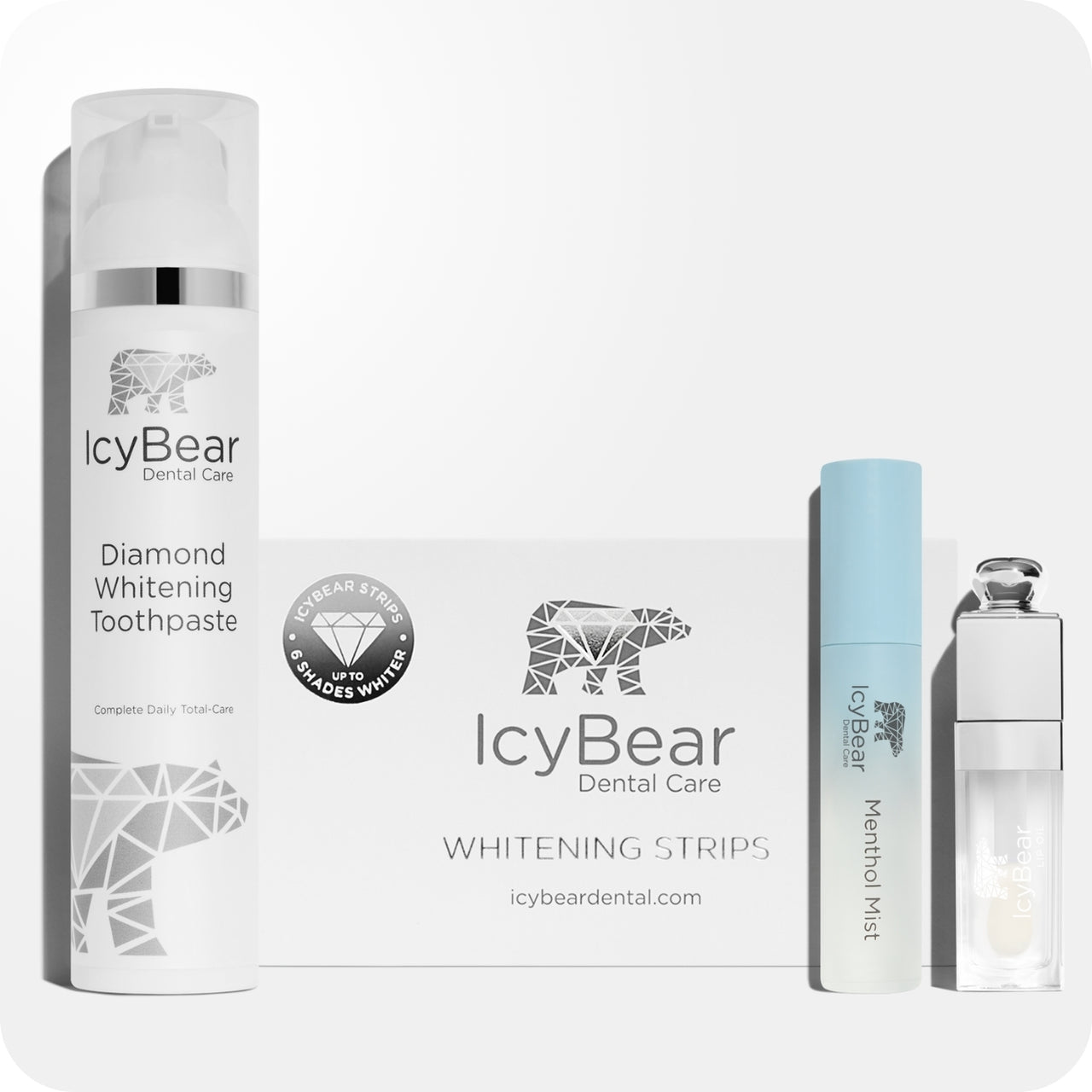 Date night teeth whitening bundle Toothpaste Whitening Strips Breath Spray Lip Oil