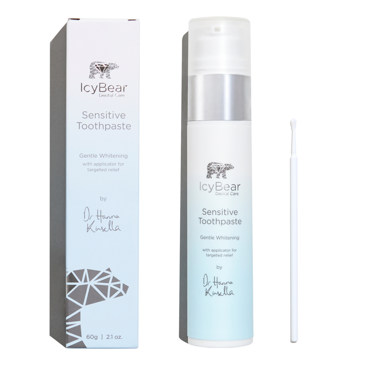 Sensitive toothpaste with whitening and targeted relief applicator