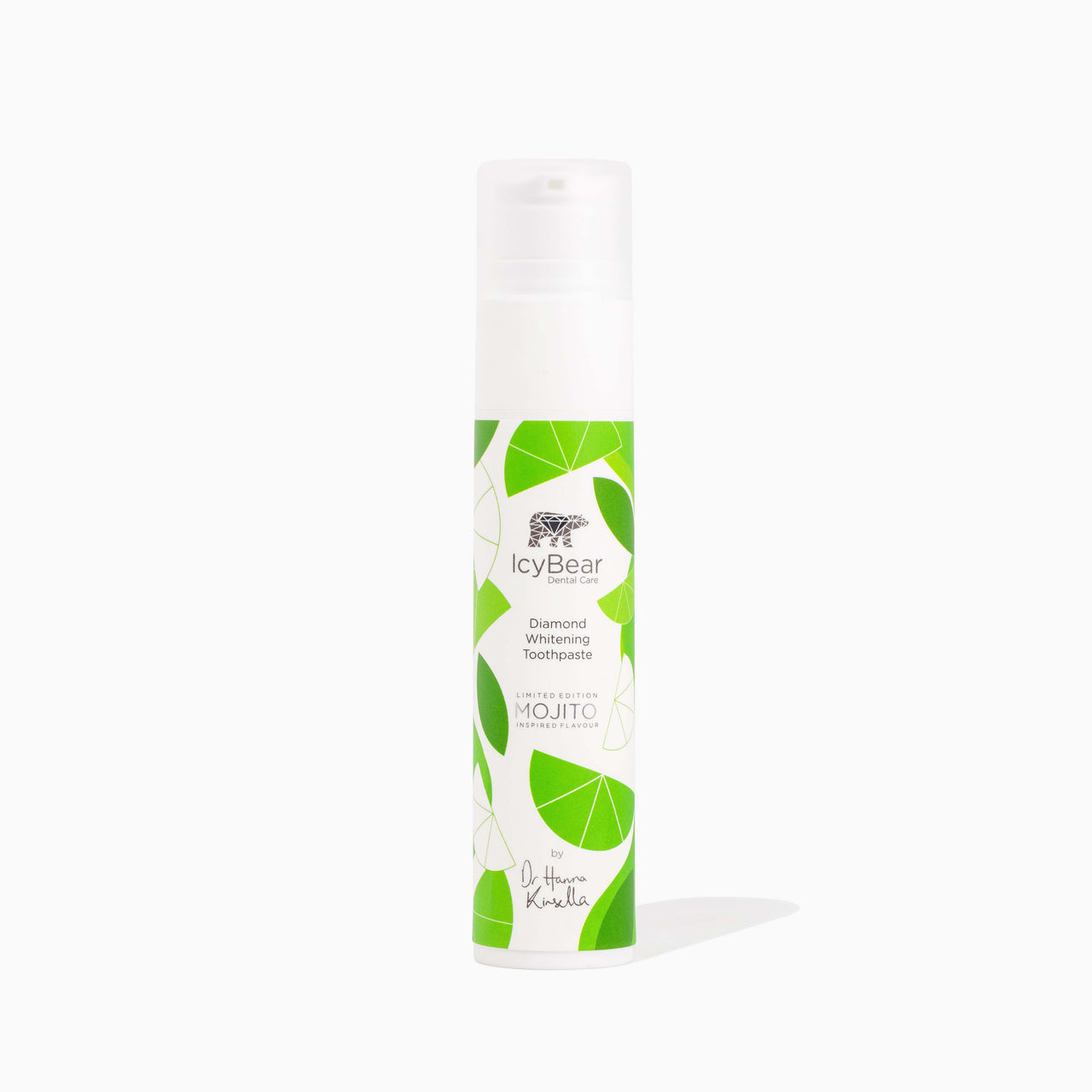 Icy Bear Dental Care Limited Edition Mojito Teeth Whitening Toothpaste on a white background.