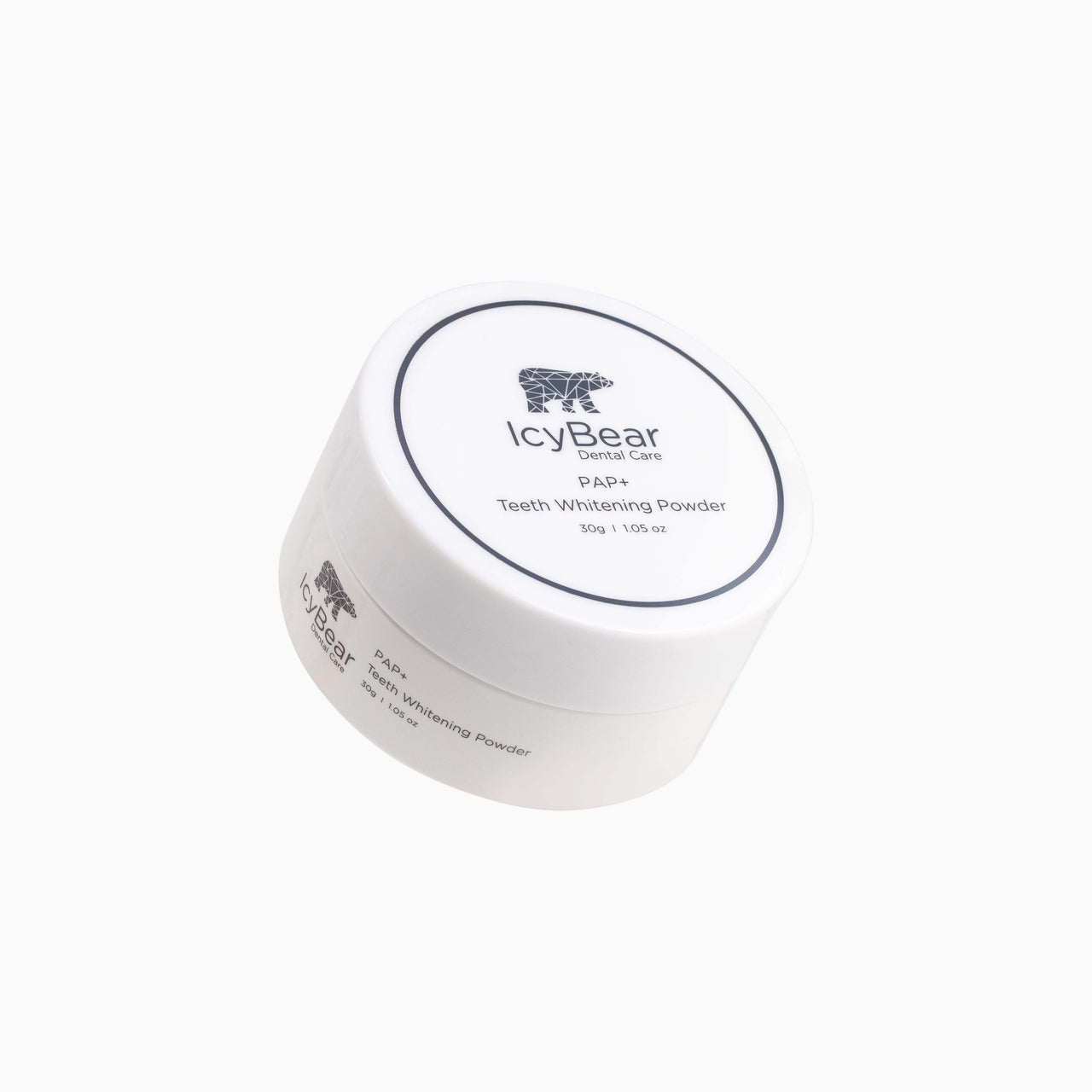 Icy Bear Dental Care Teeth Whitening Powder on a white background.